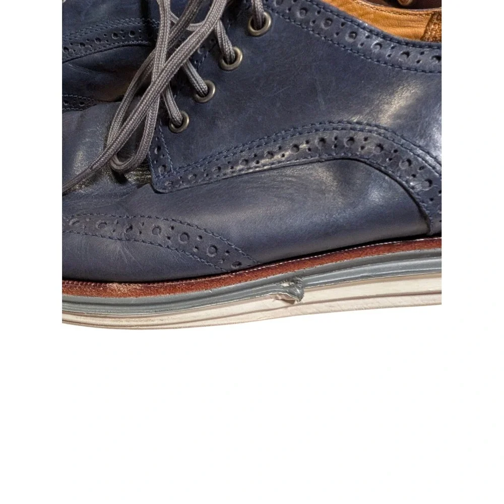 Cole Haan Original Grand Wingtip Oxford Navy‎ Blue Leather Mens Dress Shoes